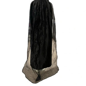 Unusual Black Chiffon Lined Cape or Overskirt Long Small